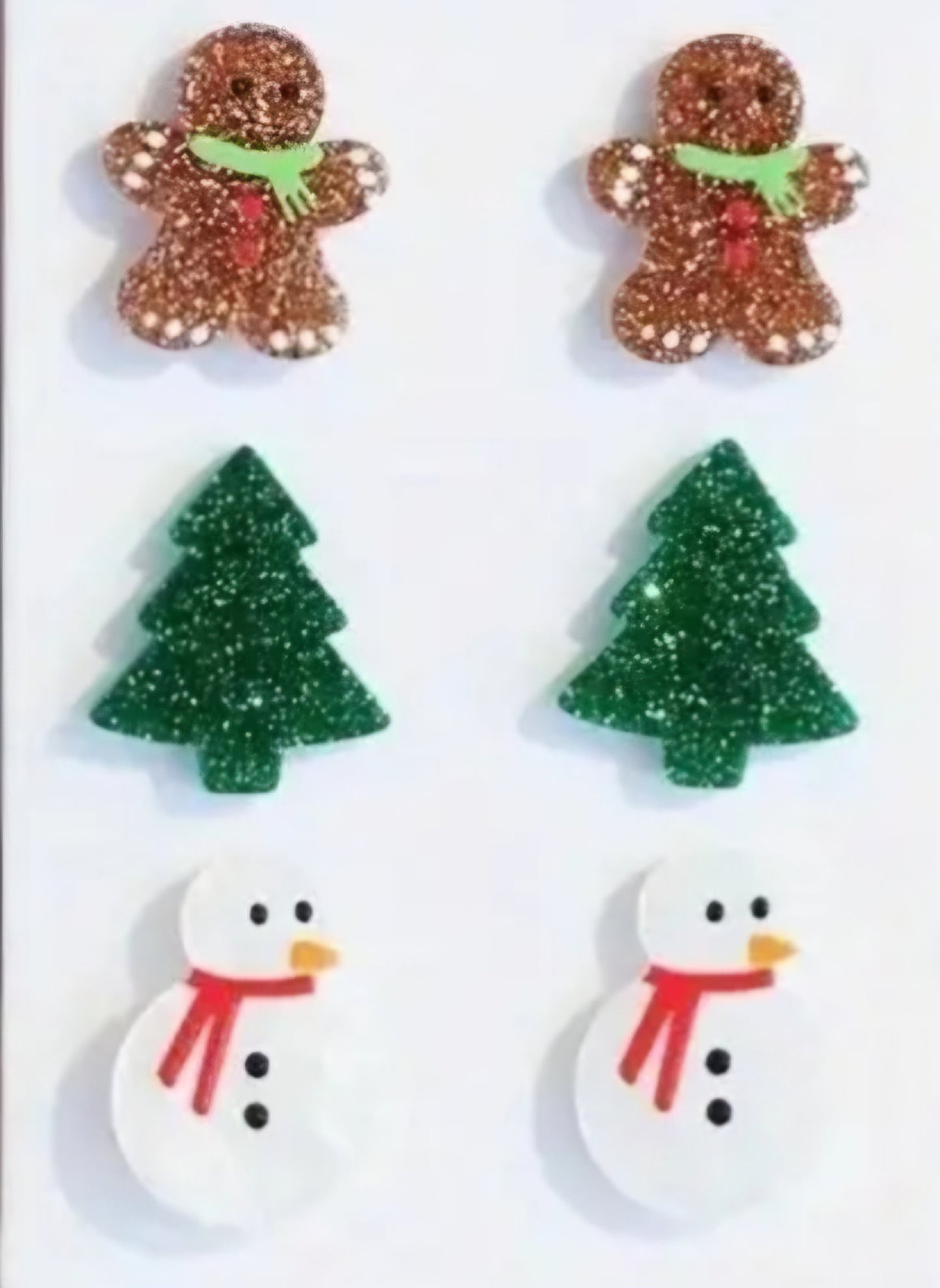 Acrylic Cartoon Gingerbread Man Christmas Tree Snowman Festive Stud Earrings Set Of 3