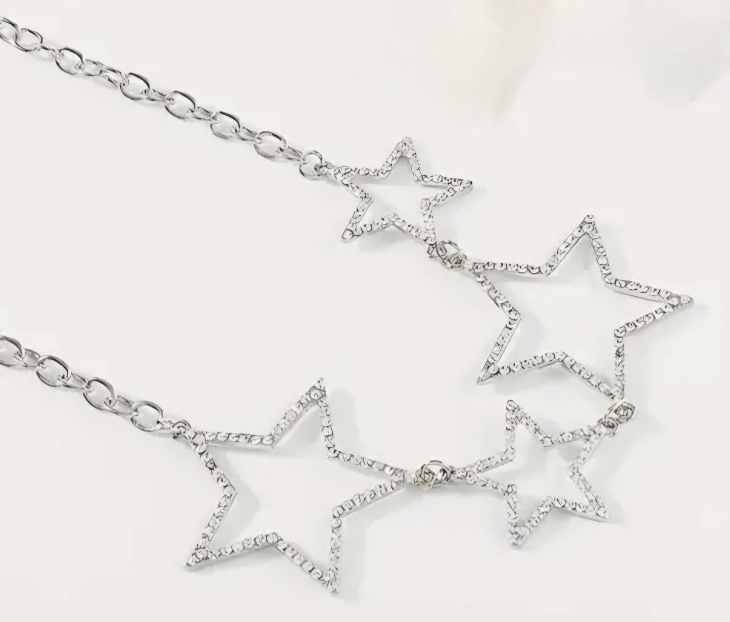 Bling Collarbone Chain Hollow Star Design Silver Plated Rhinestone Inlay Necklace