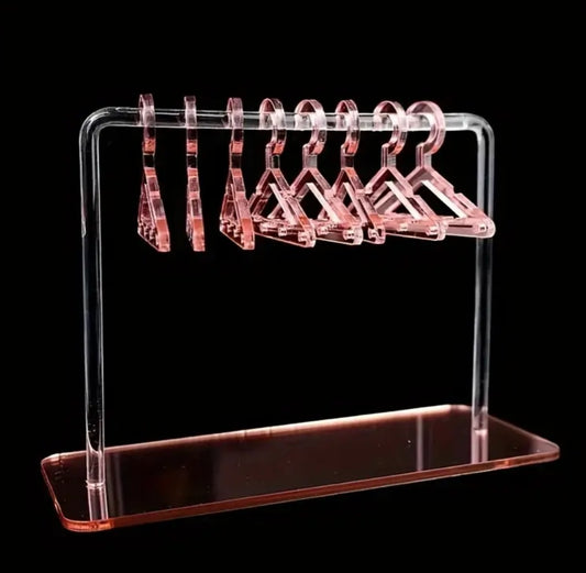 Acrylic Earring Rose Gold Pink Hanger Holder Display Includes 8 Mini Coat Hangers.