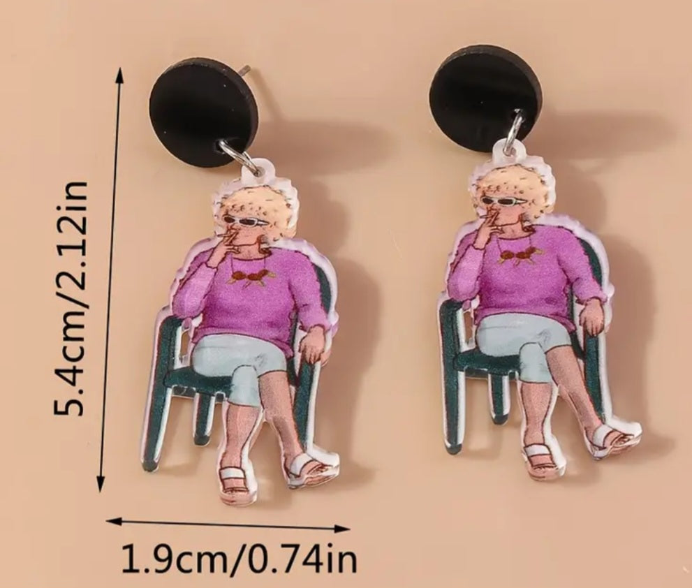 Acrylic Kath And Kim Inspired Kath Day-Night Australian Show Drop Dangle Earrings