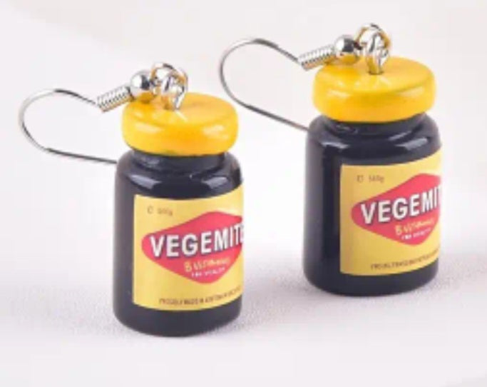 Acrylic Aussie Breakfast Spread Vegemite Jar Inspired Australia Drop Dangle Earrings