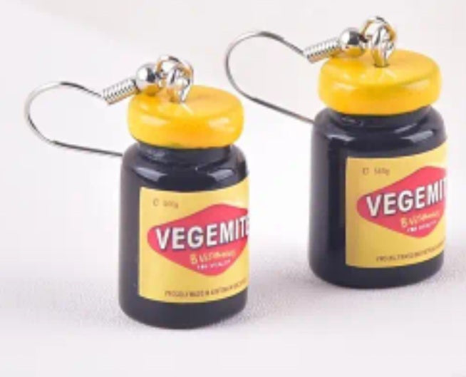 Acrylic Aussie Breakfast Spread Vegemite Jar Inspired Australia Drop Dangle Earrings