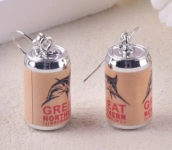 Acrylic Aussie Great Northern Beer Can Inspired Australia Drop Dangle Earrings