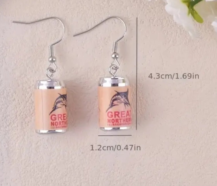 Acrylic Aussie Great Northern Beer Can Inspired Australia Drop Dangle Earrings