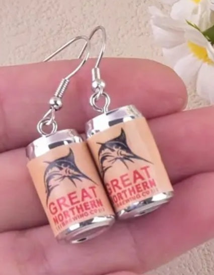 Acrylic Aussie Great Northern Beer Can Inspired Australia Drop Dangle Earrings