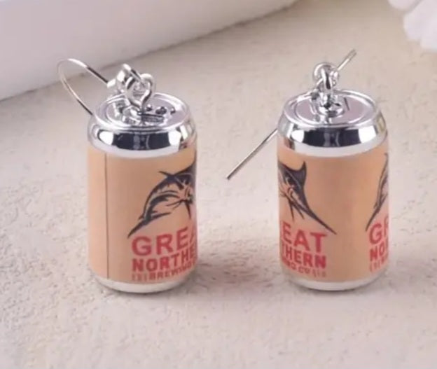 Acrylic Aussie Great Northern Beer Can Inspired Australia Drop Dangle Earrings