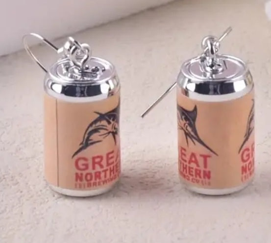 Acrylic Aussie Great Northern Beer Can Inspired Australia Drop Dangle Earrings