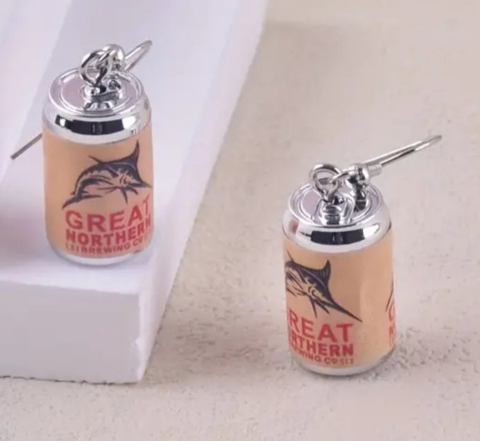 Acrylic Aussie Great Northern Beer Can Inspired Australia Drop Dangle Earrings