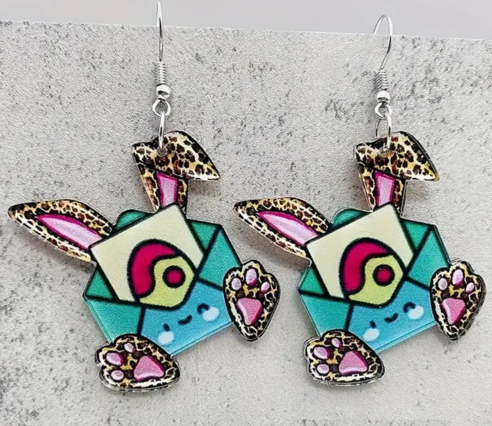 Acrylic Large Easter Spring Envelope Letter Bunny Rabbit Dangle Earrings