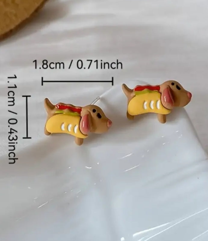 Acrylic Cartoon Hot Dog Sausage Dog Puppy Stud Earrings