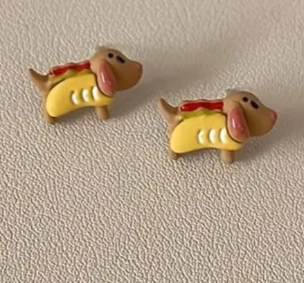Acrylic Cartoon Hot Dog Sausage Dog Puppy Stud Earrings