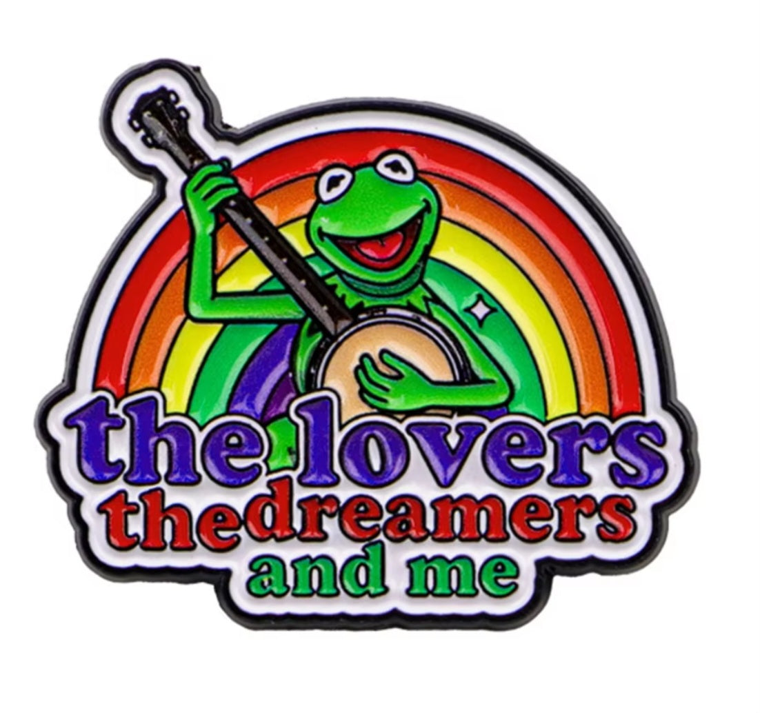 Cartoon Kermit Frog Rainbow Connection Lovers Dreamers And Me Lyrics The Muppet Movie Inspired Enamel Painted Badge Pin