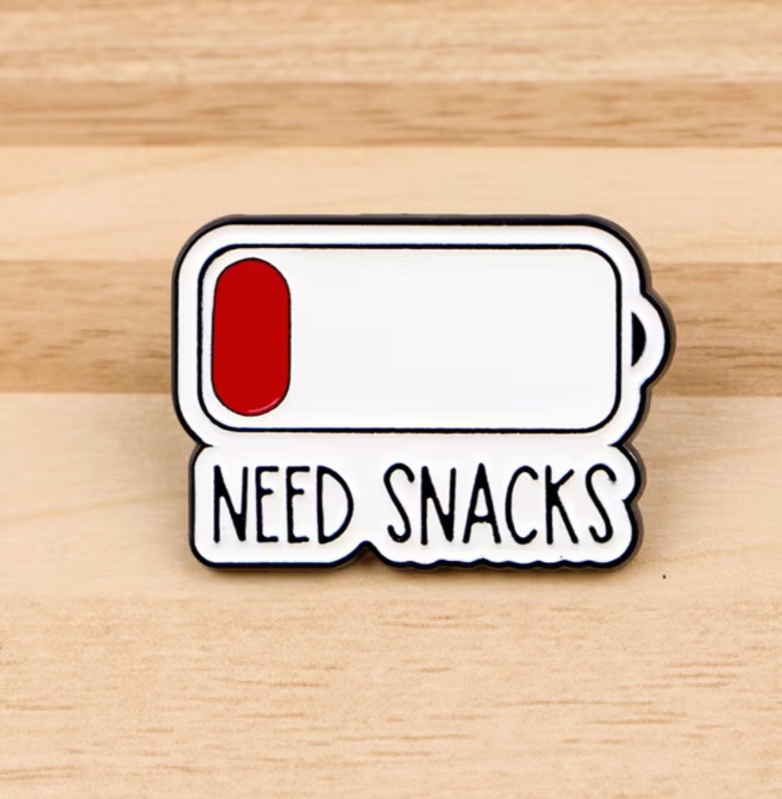 Battery Drained Need Snacks  Enamel Steel Pin Brooch Badge