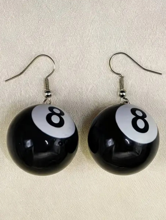 Acrylic 8 Ball Pool Lucky Good Fortune Punk Rock Drop Earrings