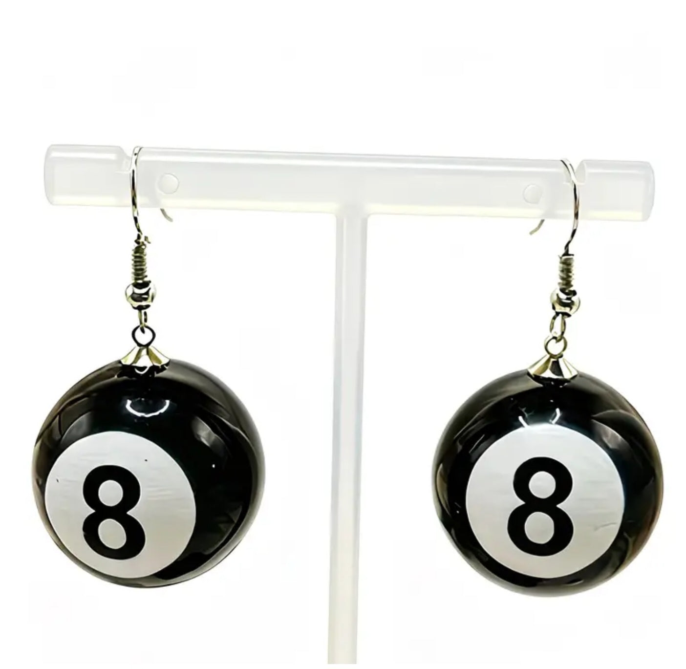 Acrylic 8 Ball Pool Lucky Good Fortune Punk Rock Drop Earrings