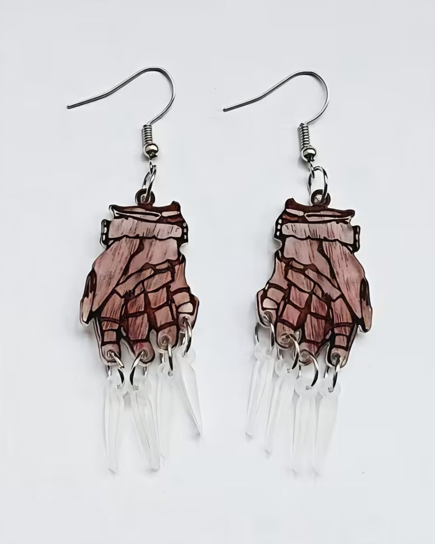 A Nightmare On Elm Street Freddy Krueger Glove Knife Finger Hand Acrylic Halloween Retro 80s Horror Movie Inspired Drop Dangle Earrings