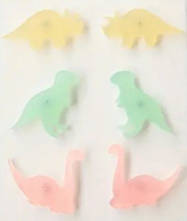 Set Of 3 Transparent Colourful Plastic Acrylic Dinosaur Studs