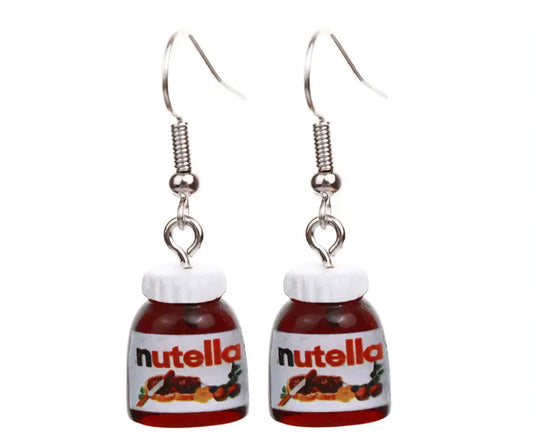 Acrylic Breakfast Hazelnut Spread Nutella Jar Drop Dangle Earrings