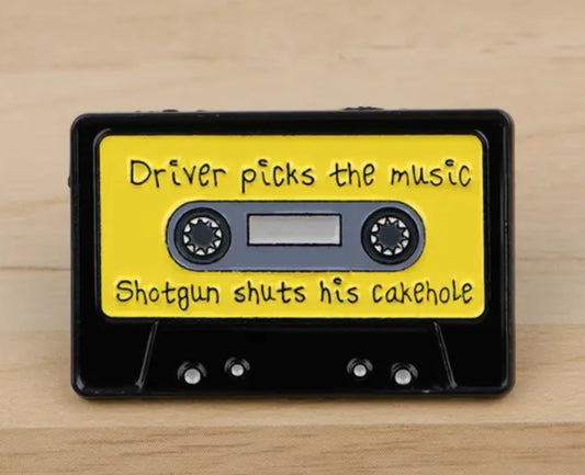 Cassette Tape Supernatural TV Series Inspired Design Quote Driver Picks The Music Shotgun Shuts His Cakehole Enamel Steel Pin Brooch Badge