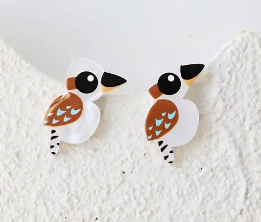 Acrylic Australia Cartoon  Kookaburra Native Bird Design Stud Style  Earrings