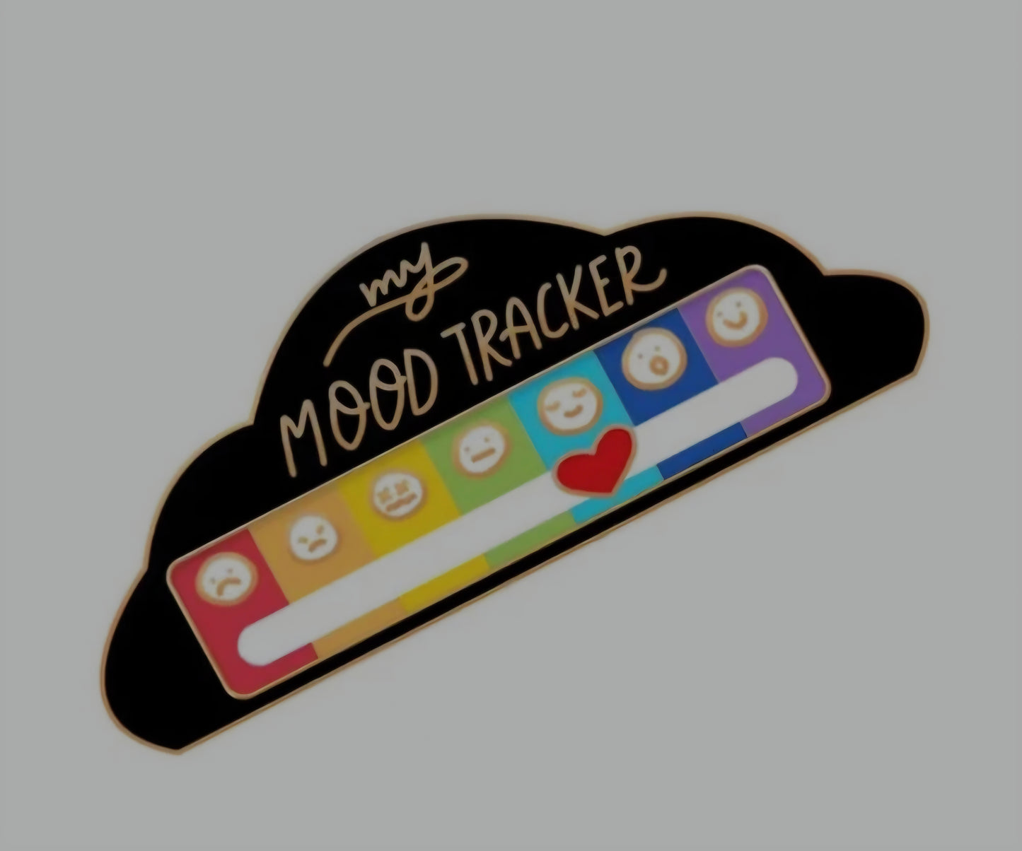 My Mood Tracker Mood Gauge With Moving Lightning Bolt Cloud Black Enamel Steel Pin Brooch Badge