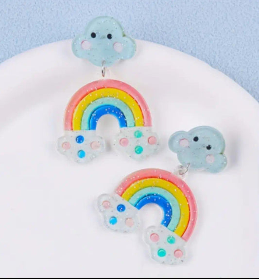 Acrylic Cartoon Cloud Rainbow polar Dot Design Drop Dangle Earrings