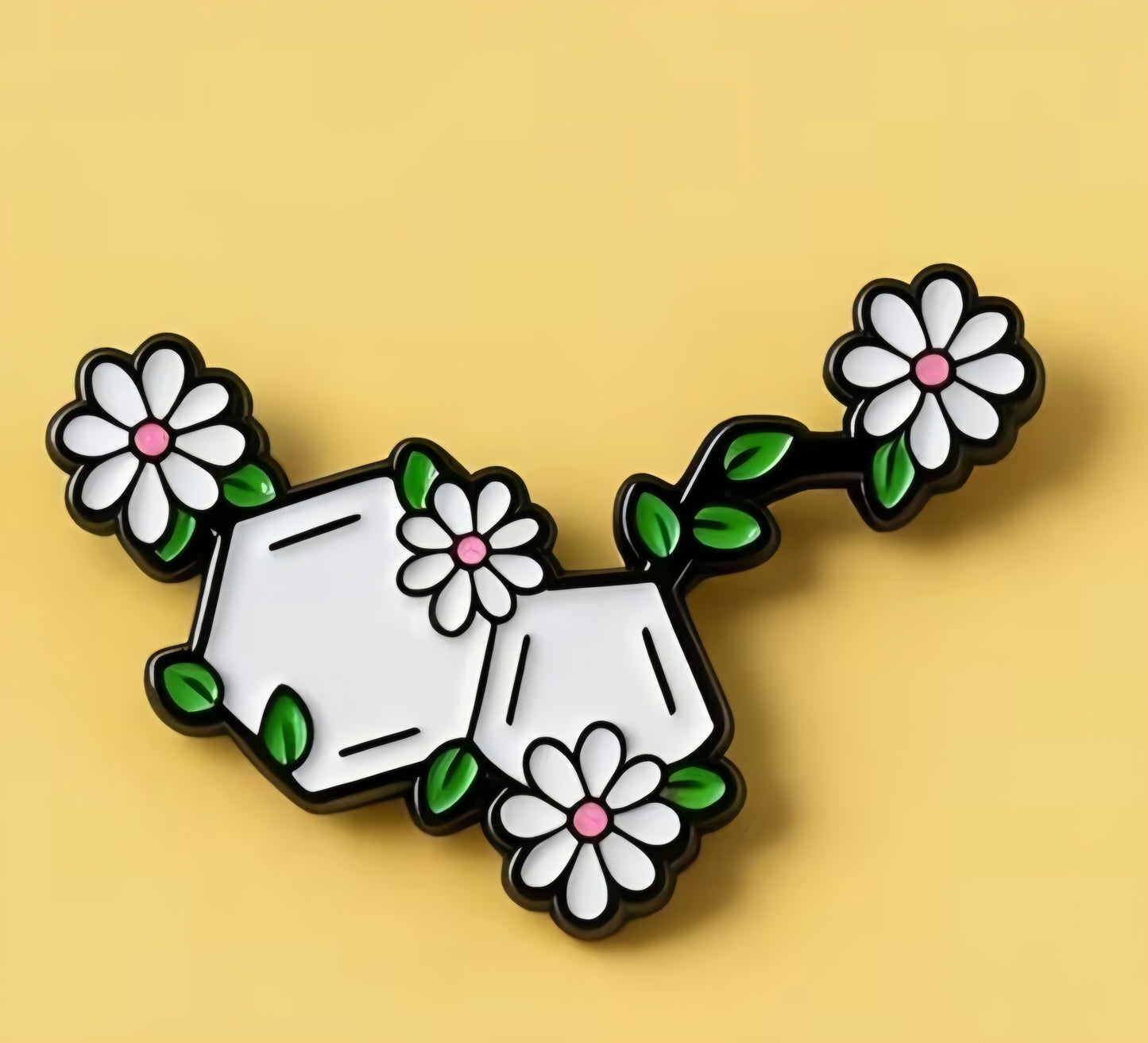 Calm Daisy Feel Good Serotonin Molecule Science Design Enamel Metal Badge Pin