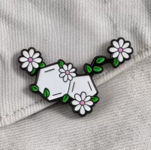 Calm Daisy Feel Good Serotonin Molecule Science Design Enamel Metal Badge Pin
