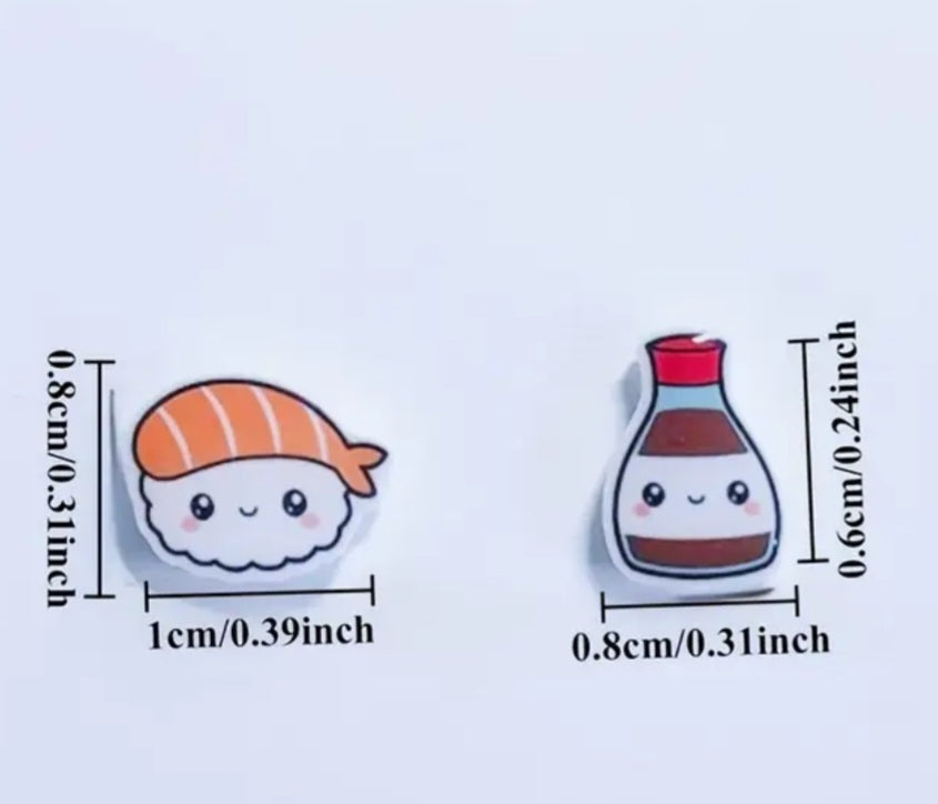 Acrylic Cartoon Cute Kawaii Mis-Match Sushi Soy Sauce Bottle Small Stud Earrings