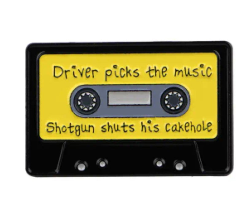 Cassette Tape Supernatural TV Series Inspired Design Quote Driver Picks The Music Shotgun Shuts His Cakehole Enamel Steel Pin Brooch Badge